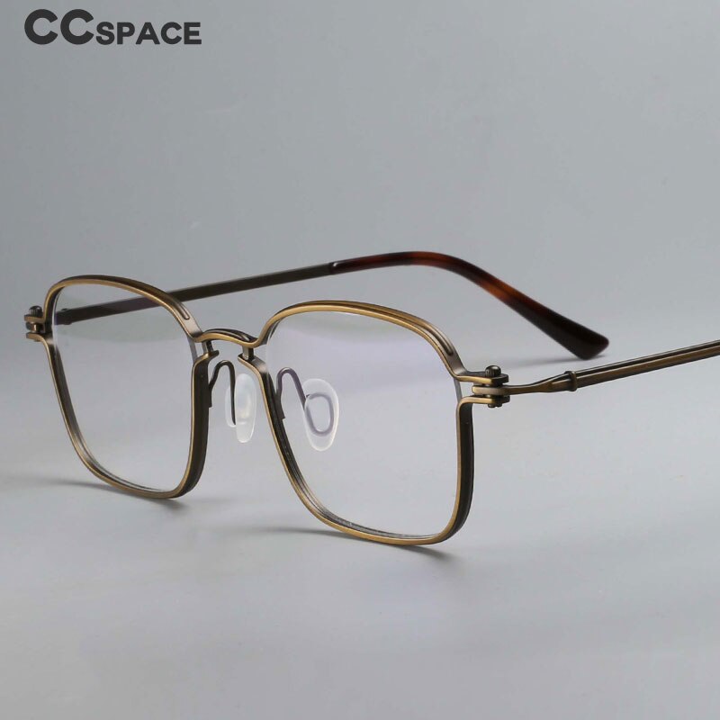 CCspace Unisex Full Rim Square Handcrafted Titanium Eyeglasses 54708 Full Rim CCspace