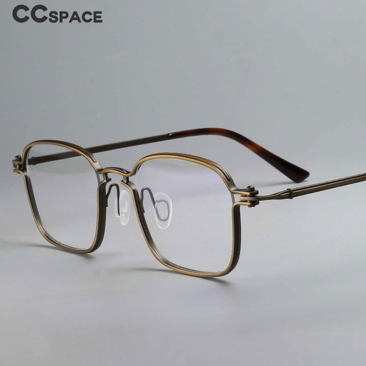 CCspace Unisex Full Rim Square Handcrafted Titanium Eyeglasses 54708 Full Rim CCspace