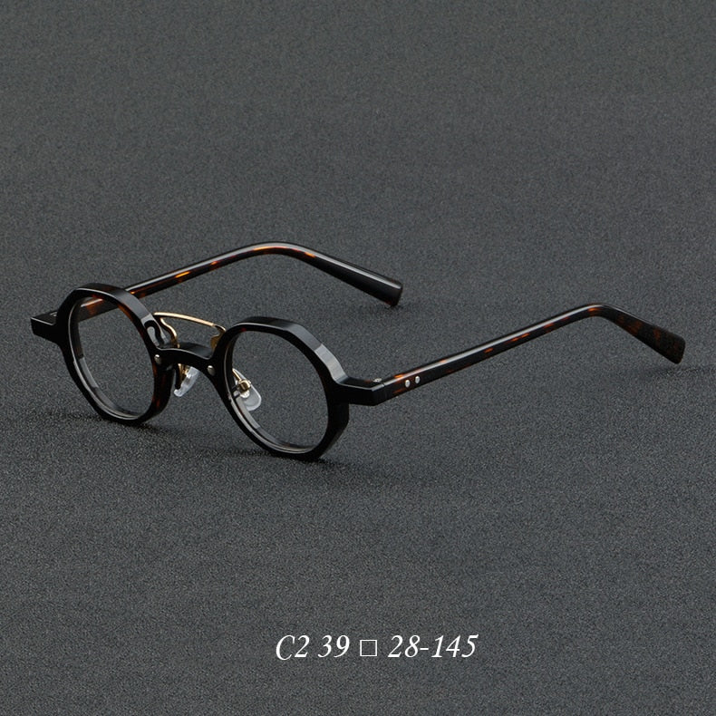 CCspace Unisex Full Rim Round Double Bridge Acetate Eyeglasses 55726 Full Rim CCspace Black Leopard China