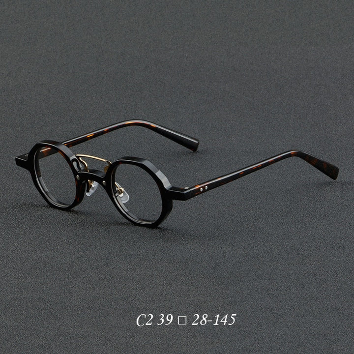 CCspace Unisex Full Rim Round Double Bridge Acetate Eyeglasses 55726 Full Rim CCspace Black Leopard China