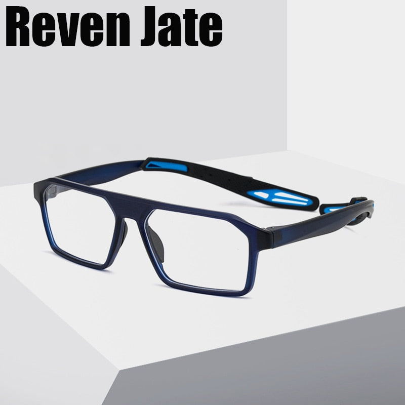 Reven Jate Unisex Full Rim Square Tr 90 Sport Eyeglasses 1218 Full Rim Reven Jate