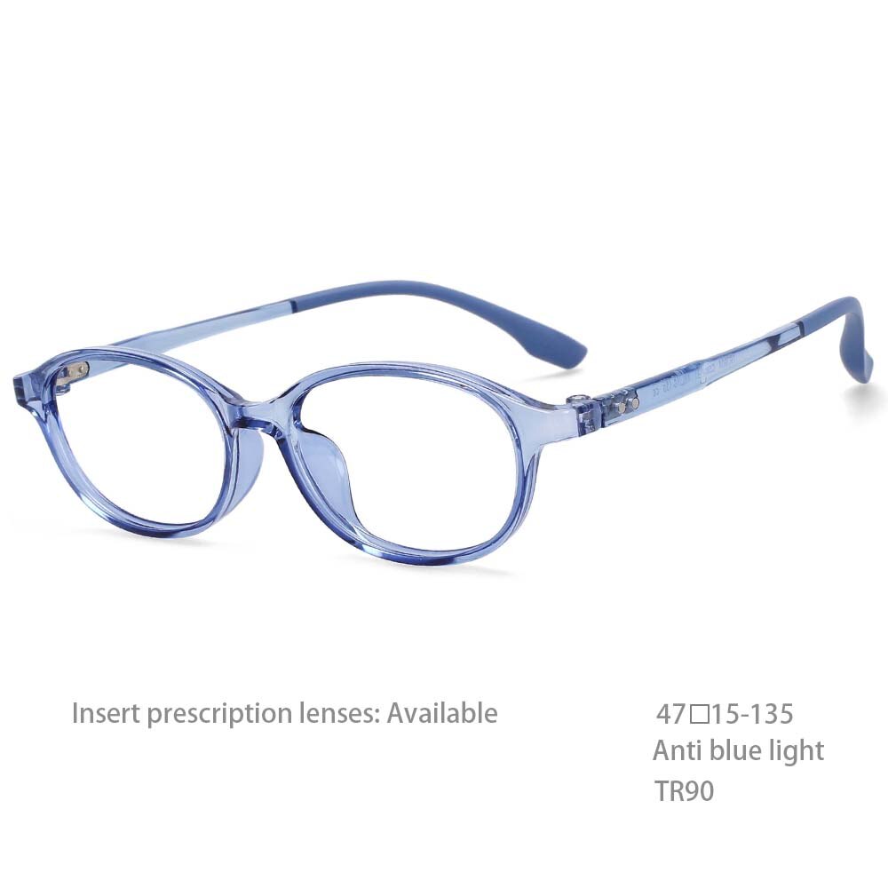 CCspace Unisex Youth Size Full Rim Oval Tr 90 Titanium Frame Eyeglasses 54466 Full Rim CCspace China Blue