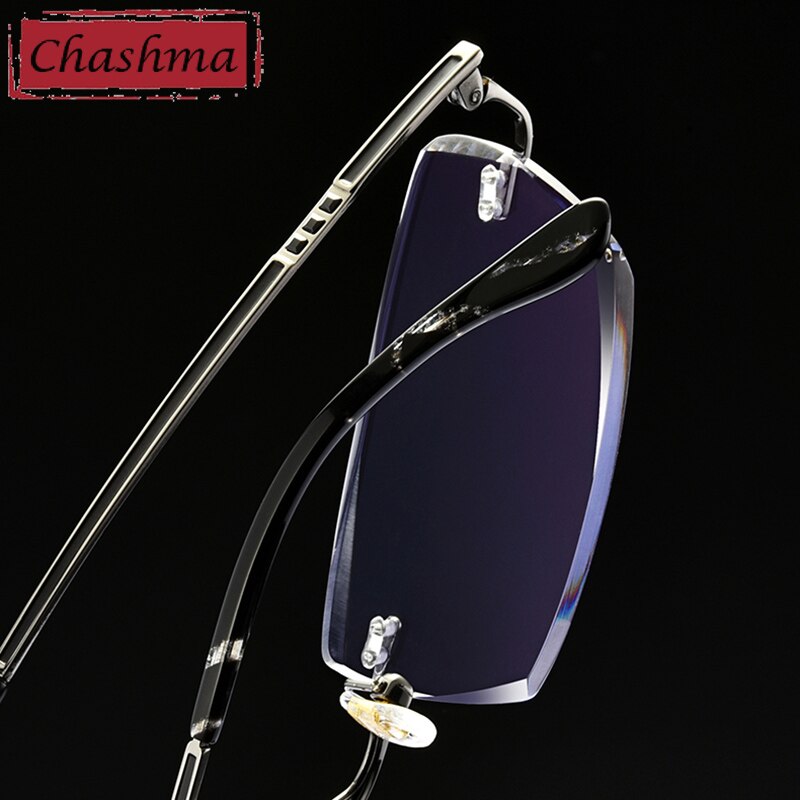 Chashma Ottica Men's Rimless Square Titanium Eyeglasses Tinted Lenses 10096 Rimless Chashma Ottica
