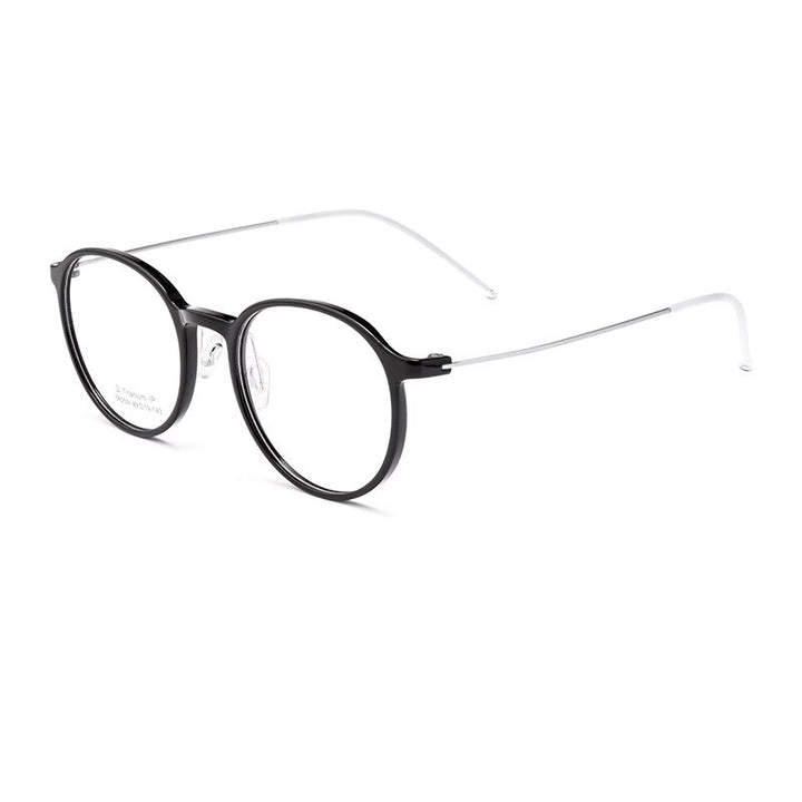 Yimaruili Unisex Full Rim Round Tr 90 Titanium Eyeglasses 5825M Full Rim Yimaruili Eyeglasses Black