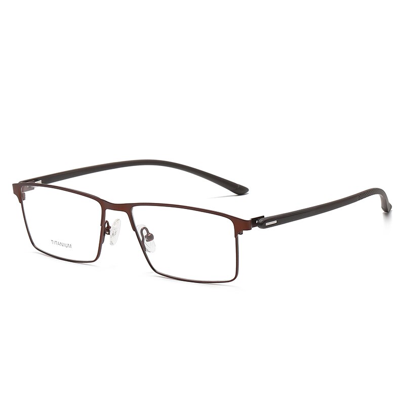Reven Jate Unisex Full Rim Square Titanium Eyeglasses P8837 Full Rim Reven Jate brown