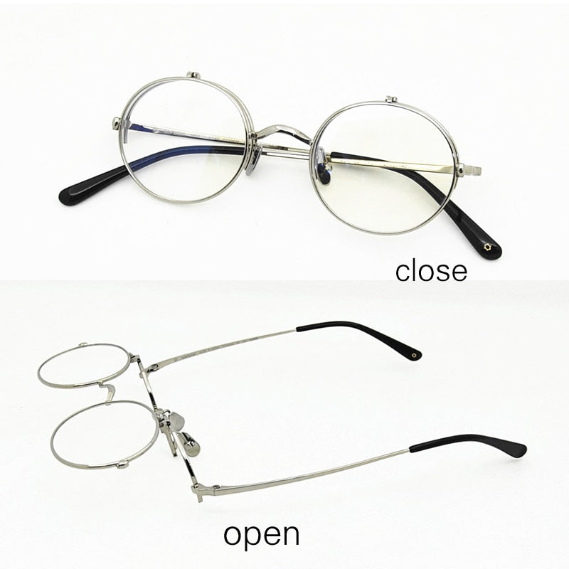 Yujo Unisex Full Rim Oval 45mm Titanium Flip Up Reading Glasses Reading Glasses Yujo