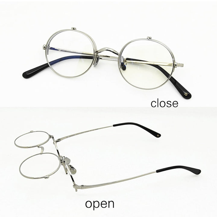 Yujo Unisex Full Rim Oval 45mm Titanium Flip Up Reading Glasses Reading Glasses Yujo