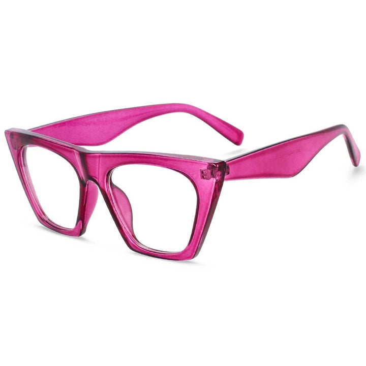 CCspace Women's Full Rim Oversized Square Cat Eye Resin Frame Eyeglasses 54133 Full Rim CCspace Rose red