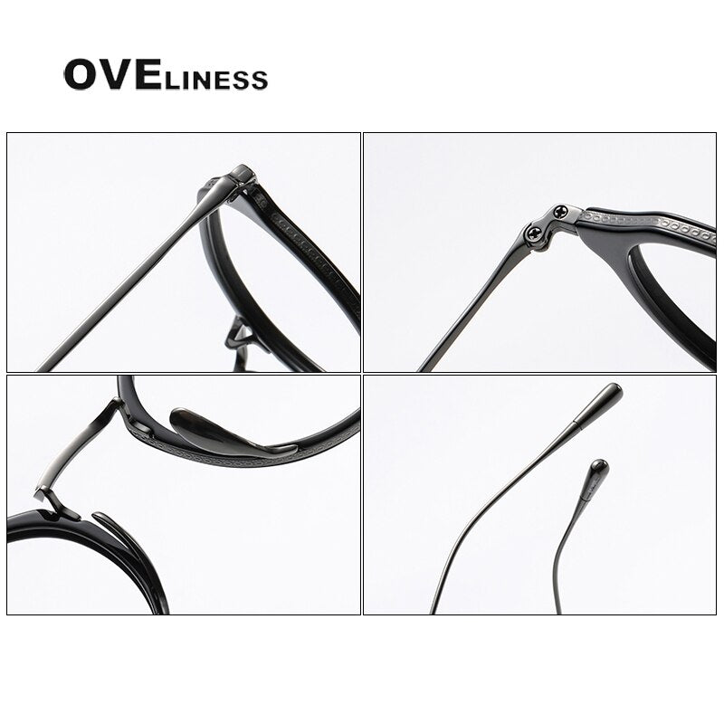 Oveliness Unisex Full Rim Oversized Square Round Acetate Titanium Eyeglasses 1113 Full Rim Oveliness