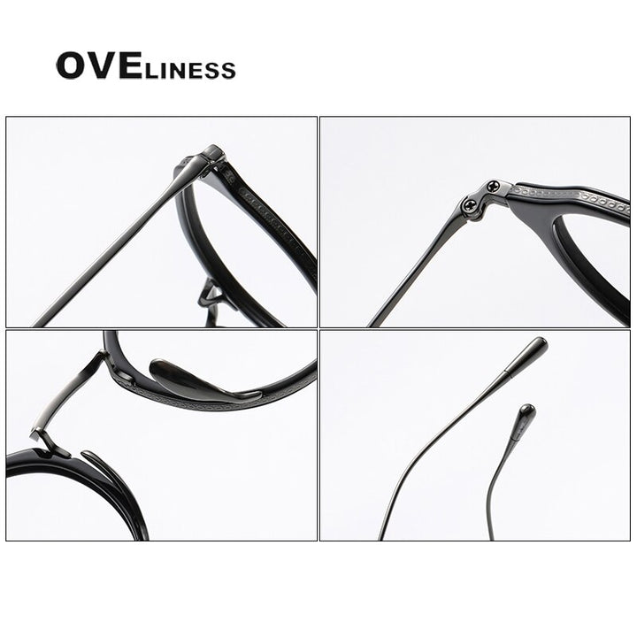 Oveliness Unisex Full Rim Oversized Square Round Acetate Titanium Eyeglasses 1113 Full Rim Oveliness