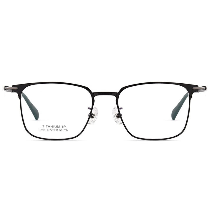Bclear Unisex Full Rim Square Titanium Acetate Eyeglasses Lb1104 Full Rim Bclear Black