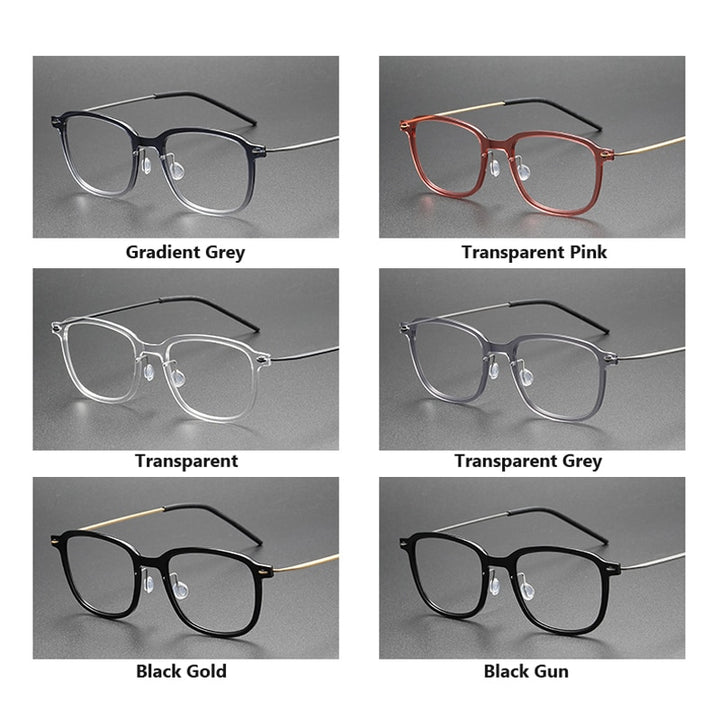 Oveliness Unisex Full Rim Square Acetate Titanium Eyeglasses 6510 Full Rim Oveliness