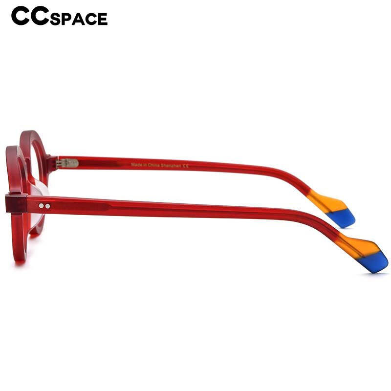 CCspace Unisex Full Rim Irregular Round Acetate Eyeglasses 54704 Full Rim CCspace