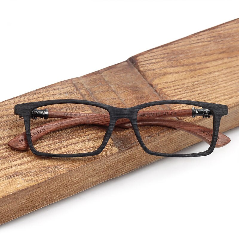Hdcrafter Men's Full Rim Square Wood Eyeglasses 5601d Full Rim Hdcrafter Eyeglasses