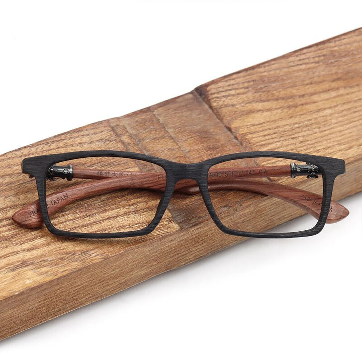 Hdcrafter Men's Full Rim Square Wood Eyeglasses 5601d Full Rim Hdcrafter Eyeglasses