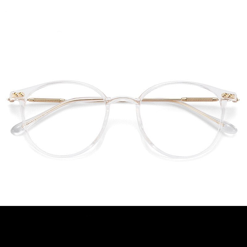 Yimaruili Unisex Full Rim Round Tr 90 Alloy Eyeglasses 90045 Full Rim Yimaruili Eyeglasses Transparent
