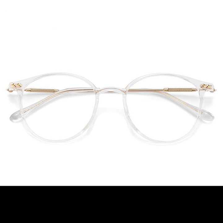 Yimaruili Unisex Full Rim Round Tr 90 Alloy Eyeglasses 90045 Full Rim Yimaruili Eyeglasses Transparent