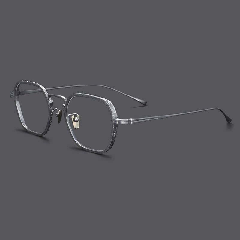CCspace Unisex Full Rim Irregular Square Titanium Eyeglasses 54974 Full Rim CCspace Silver China