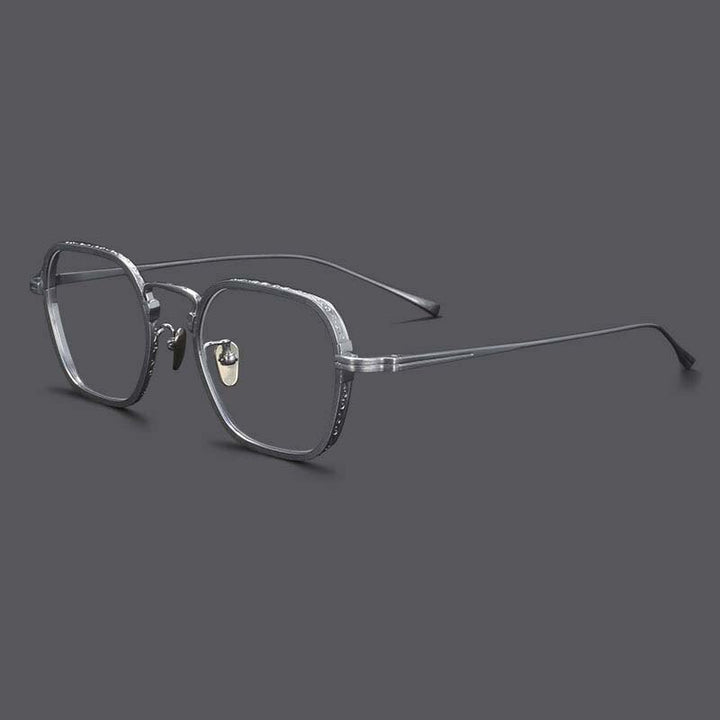 CCspace Unisex Full Rim Irregular Square Titanium Eyeglasses 54974 Full Rim CCspace Silver China