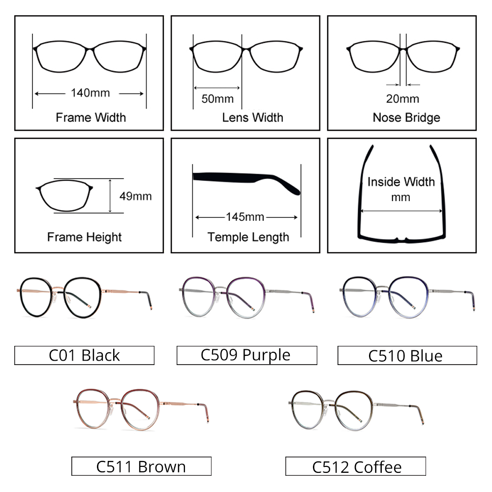 Ralferty Unisex Full Rim Round Acetate Alloy Eyeglasses D819 Full Rim Ralferty