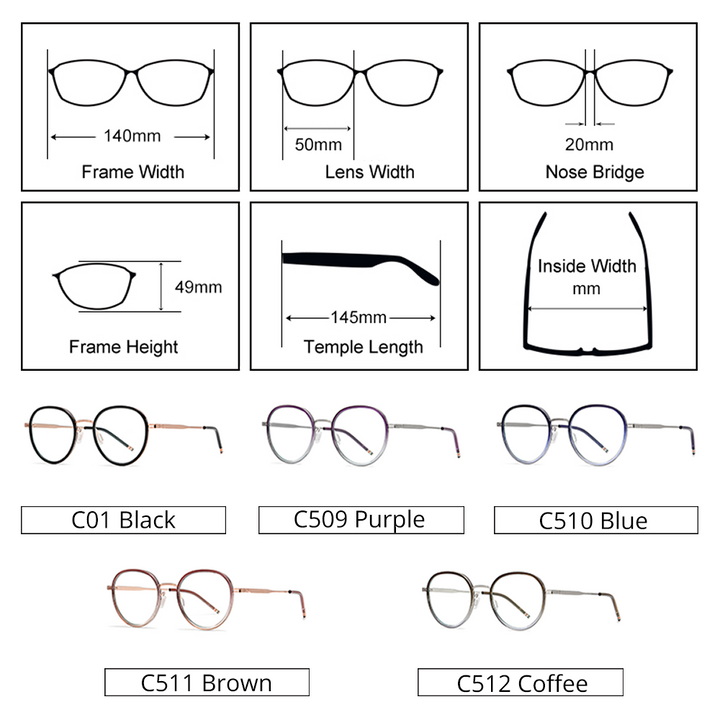 Ralferty Unisex Full Rim Round Acetate Alloy Eyeglasses D819 Full Rim Ralferty