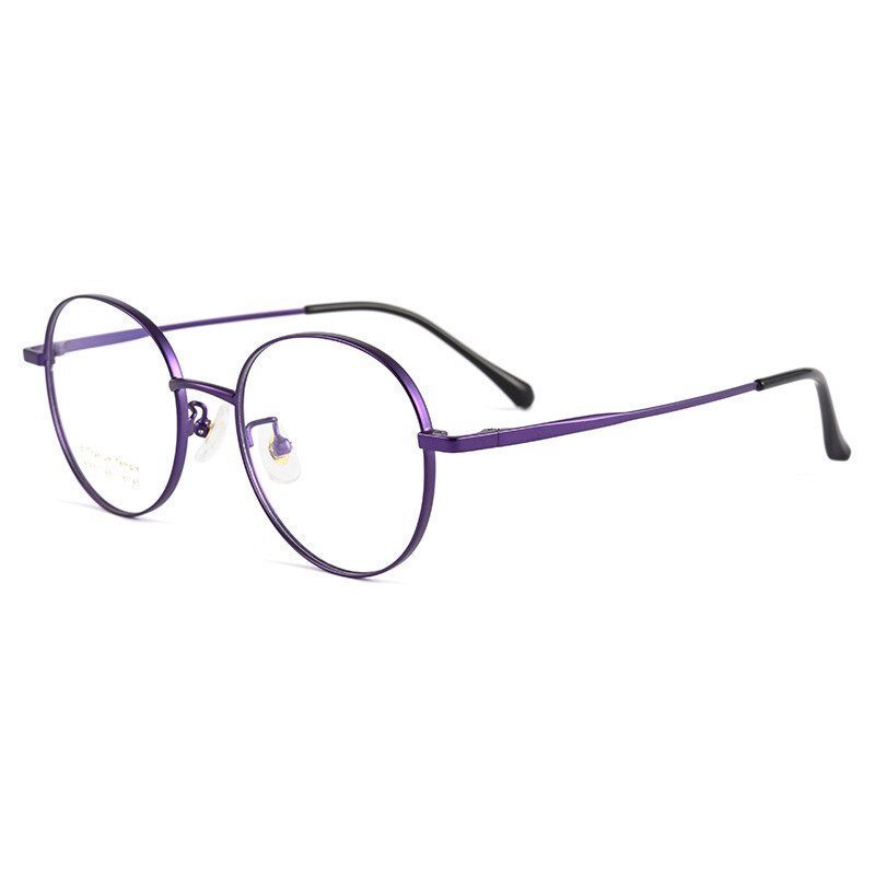 Handoer Men's Full Rim Round Square Titanium Eyeglasses K5051bsf Full Rim Handoer Purple  