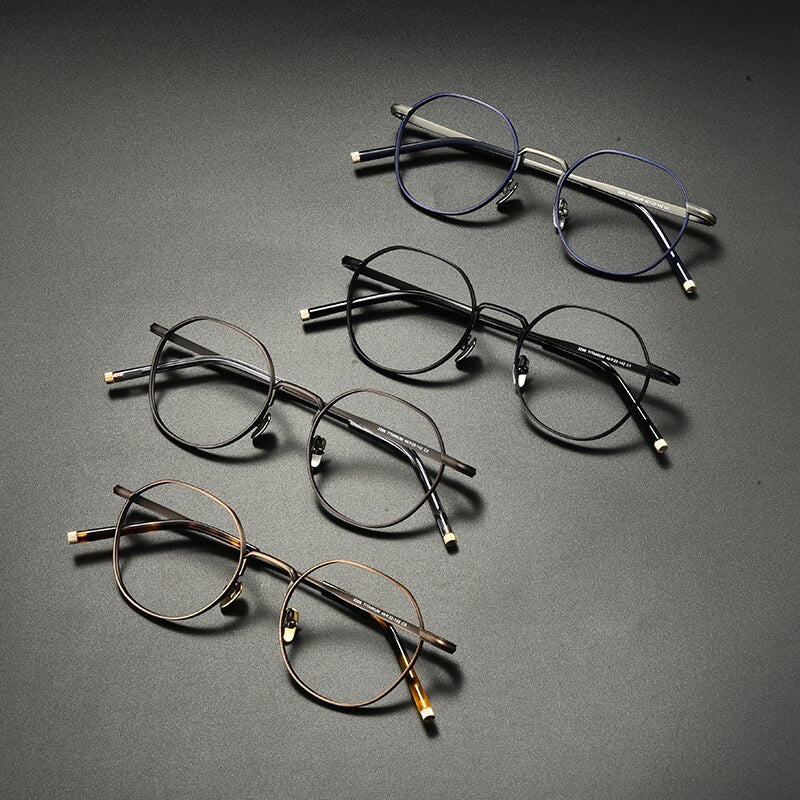 Gatenac Unisex Full Rim Irregular Round Titanium Eyeglasses Gxyj933 Full Rim Gatenac