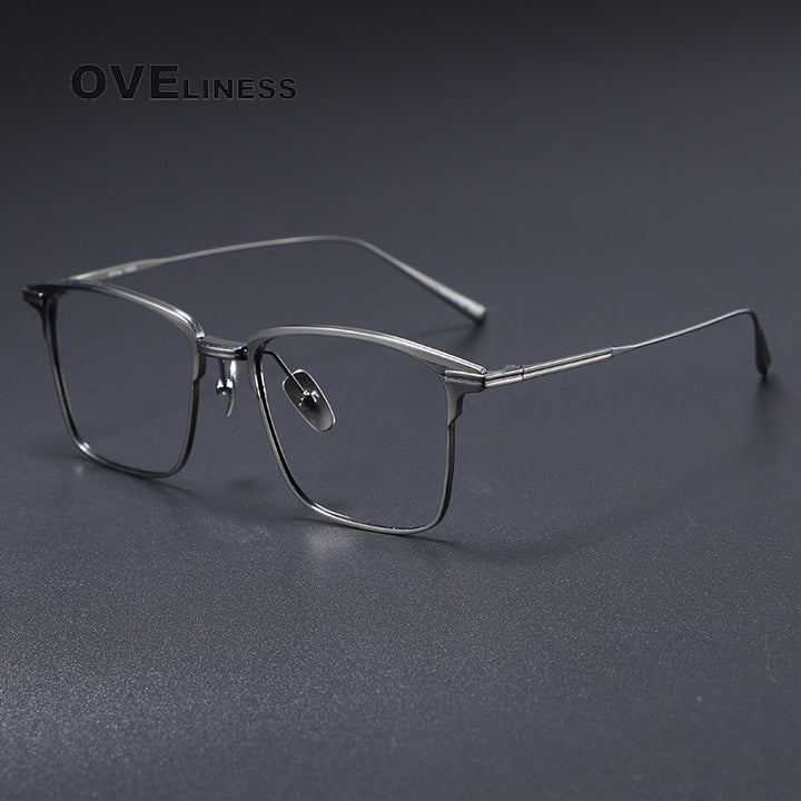 Oveliness Men's Full Rim Square Titanium Eyeglasses Flatiron25 Full Rim Oveliness gun