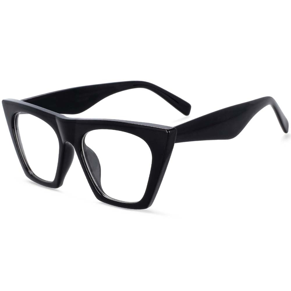 CCspace Women's Full Rim Oversized Square Cat Eye Resin Frame Eyeglasses 54133 Full Rim CCspace Black
