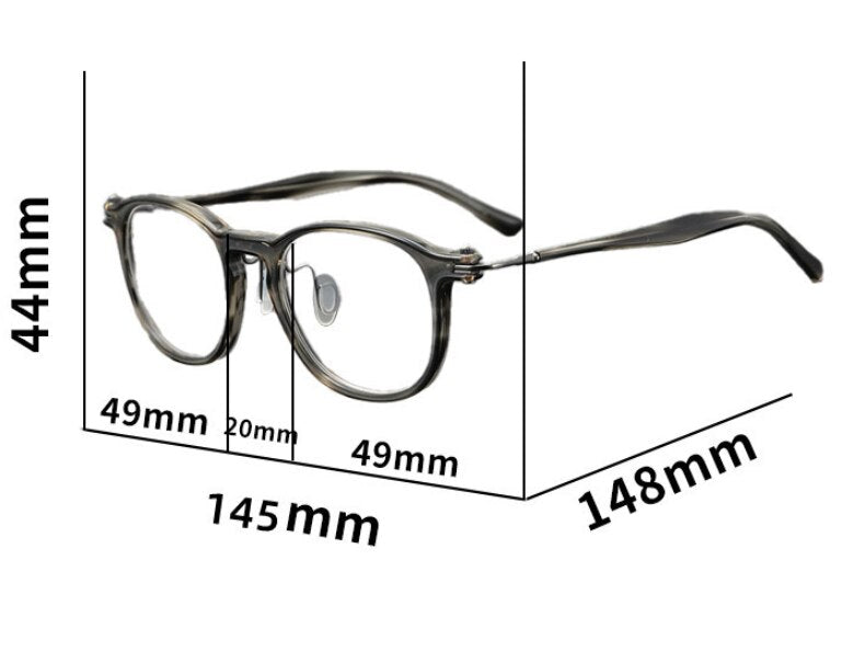 CCspace Unisex Full Rim Round Acetate Titanium Eyeglasses 53259 Full Rim CCspace