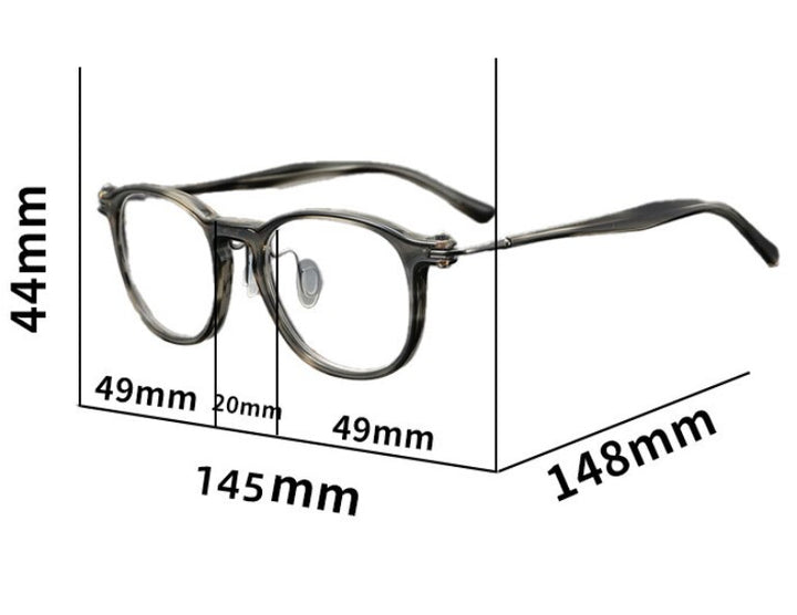 CCspace Unisex Full Rim Round Acetate Titanium Eyeglasses 53259 Full Rim CCspace