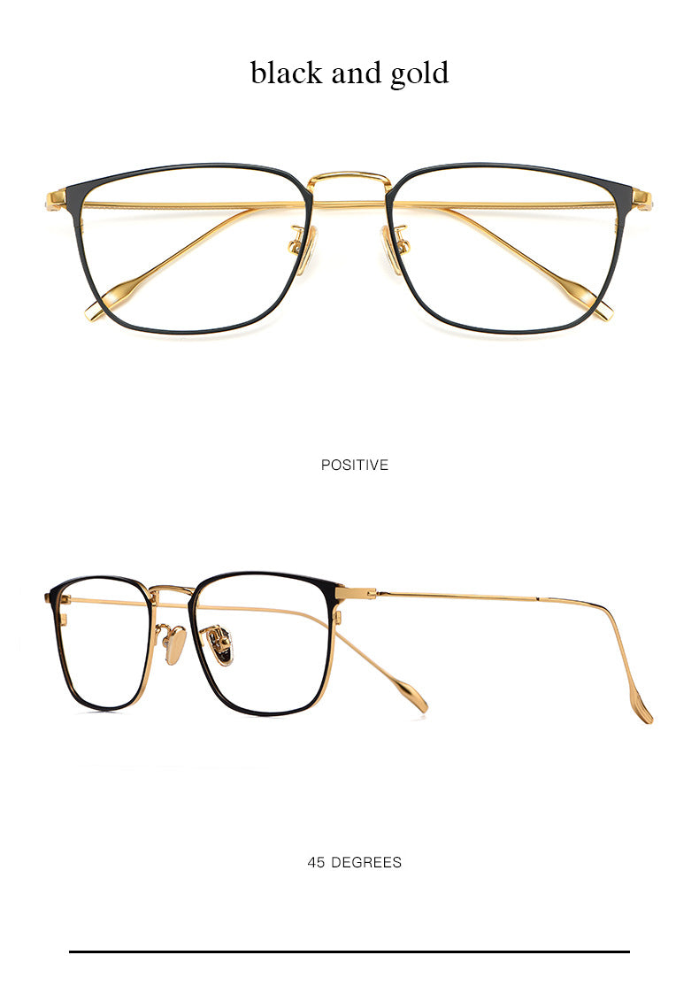 Hotochki Men's Full Rim Square Titanium Ip Electroplated Frame Eyeglasses W8083 Full Rim Hotochki