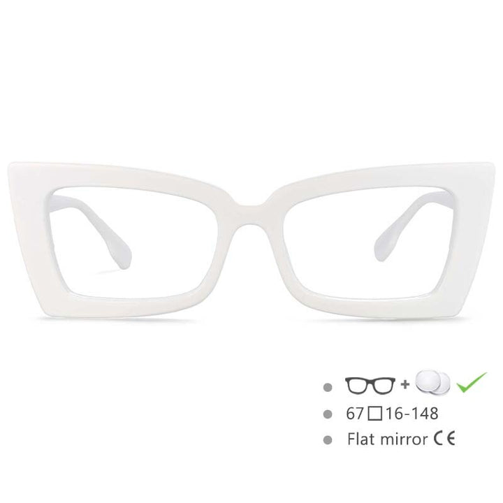 CCSpace Women's Oversized Rectangle Cat Eye Resin Frame Eyeglasses 54536 Frame CCspace white China 