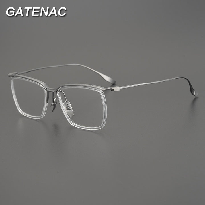 Gatenac Unisex Full Rim Square Titanium Eyeglasses Gxyj896 Full Rim Gatenac