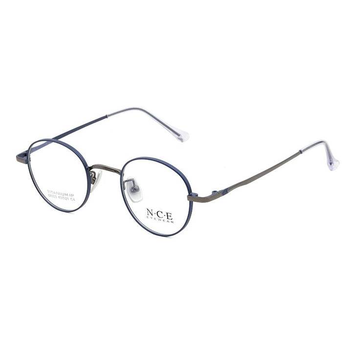 Zirosat Women's Full Rim Round Titanium Acetate Frame Eyeglasses 88303 Full Rim Zirosat blue-grey  