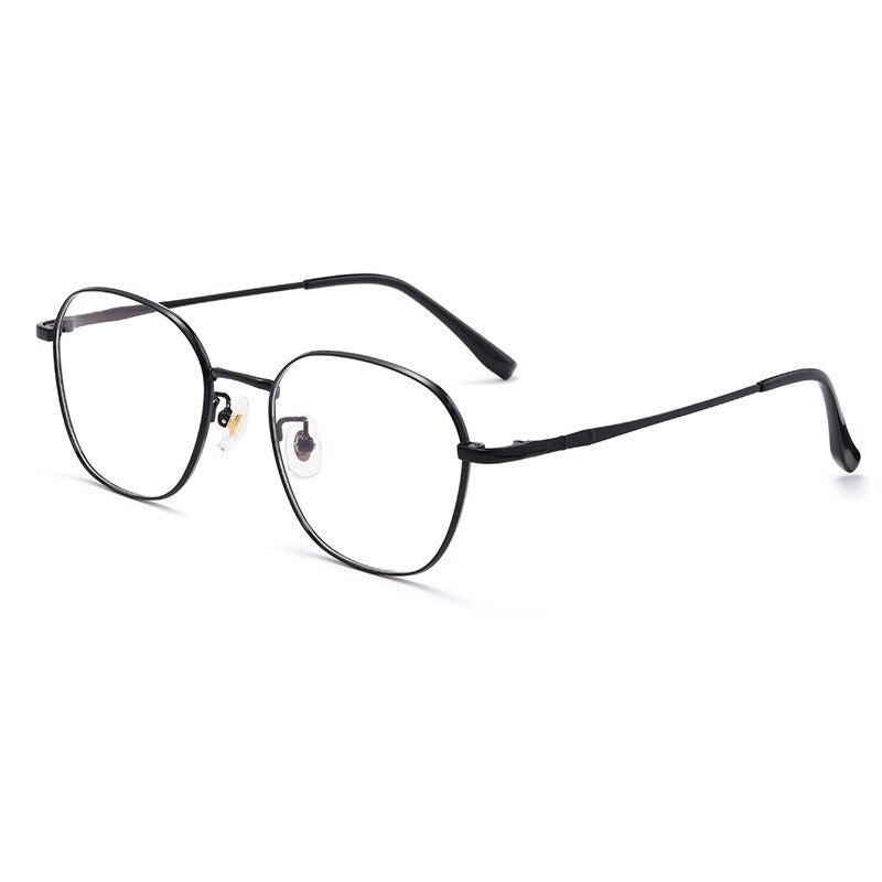 Hotochki Unisex Full Rim Titanium Alloy Oval Frame Eyeglasses 53308 Full Rim Hotochki black
