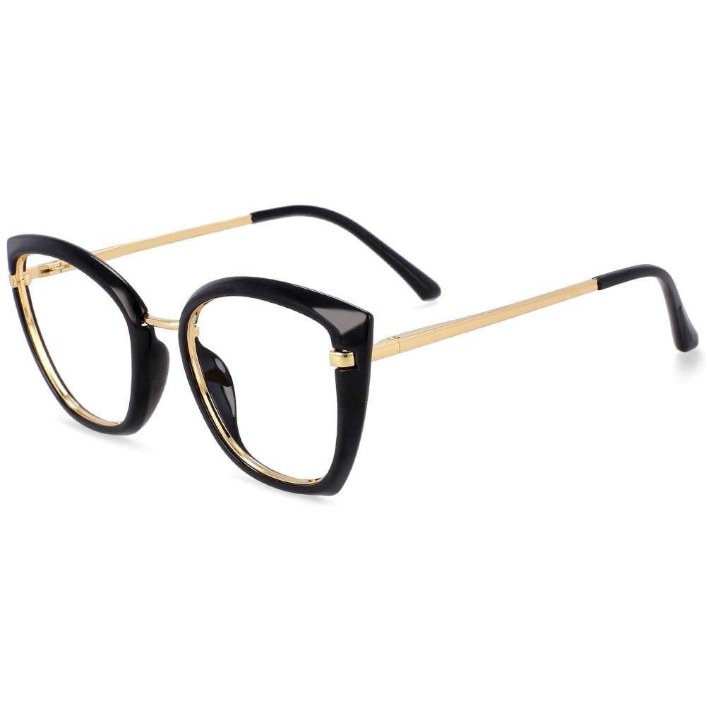 CCspace Unisex Full Rim Square Cat Eye Tr 90 Titanium Frame Eyeglasses 54238 Full Rim CCspace Black