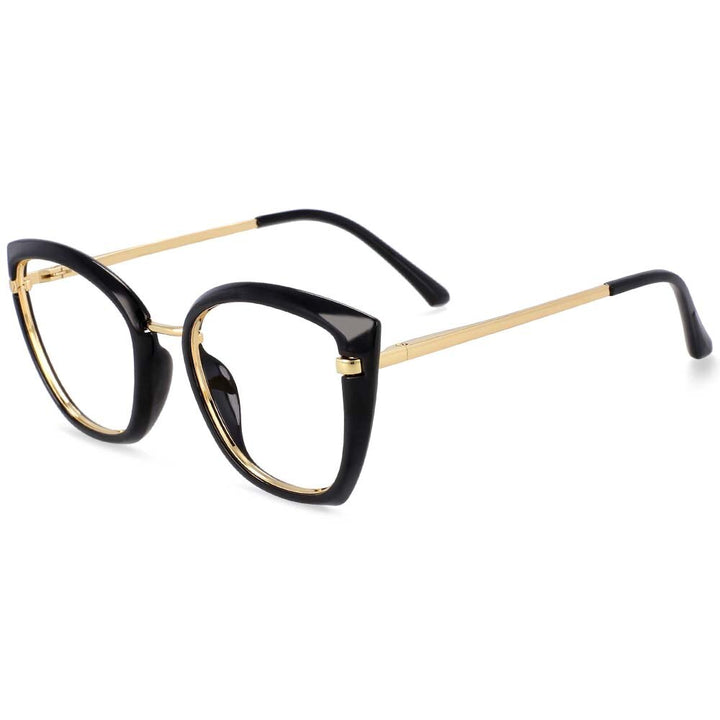CCspace Unisex Full Rim Square Cat Eye Tr 90 Titanium Frame Eyeglasses 54238 Full Rim CCspace Black