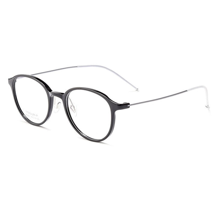 Hotony Women's Full Rim Round Square Acetate Eyeglasses 5820m Full Rim Hotony Black
