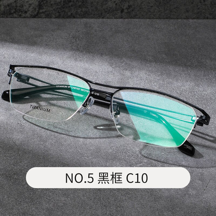 Reven Jate Men's Semi Rim Irregular Square Titanium Eyeglasses LA6153 Semi Rim Reven Jate C5