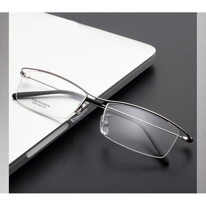 Hdcrafter Men's Semi Rim Square Titanium Eyeglasses 6688 Semi Rim Hdcrafter Eyeglasses