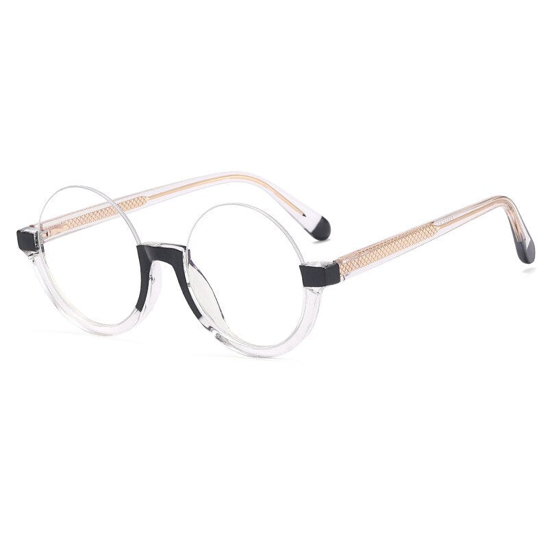 CCspace Unisex Semi Rim Round Tr 90 Titanium Eyeglasses 55611 Semi Rim CCspace China BlackClear