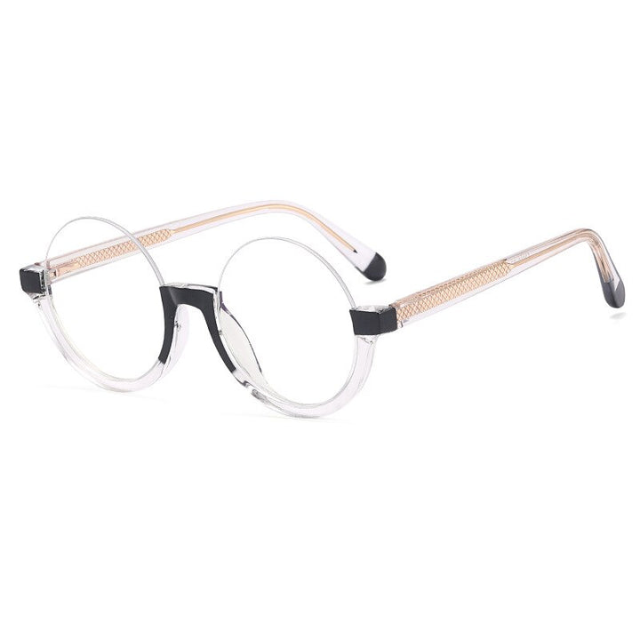CCspace Unisex Semi Rim Round Tr 90 Titanium Eyeglasses 55611 Semi Rim CCspace China BlackClear