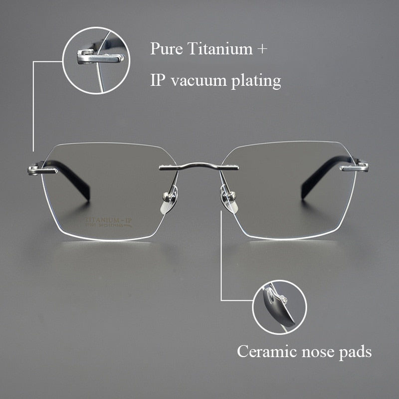 Bclear Unisex Rimless Square Titanium Eyeglasses Mys91101 Rimless Bclear