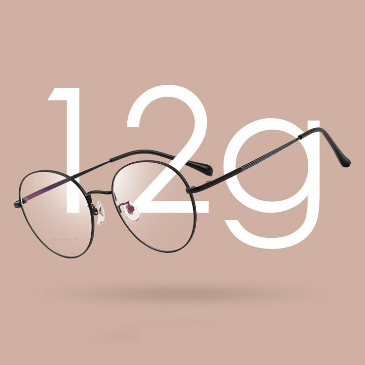 Yimaruili Unisex Full Rim Large Round Titanium Alloy Eyeglasses 80053 Full Rim Yimaruili Eyeglasses