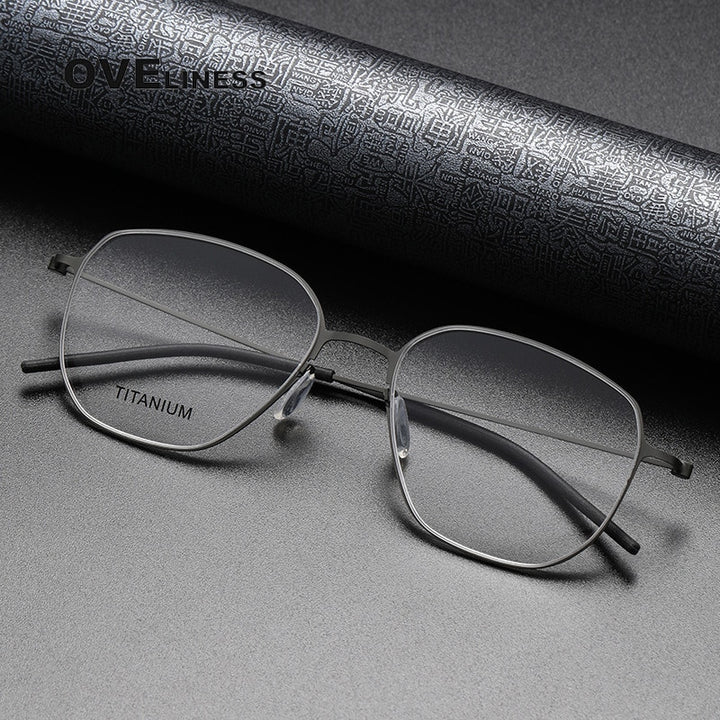 Oveliness Unisex Full Rim Square Screwless Titanium Eyeglasses 5505 Full Rim Oveliness