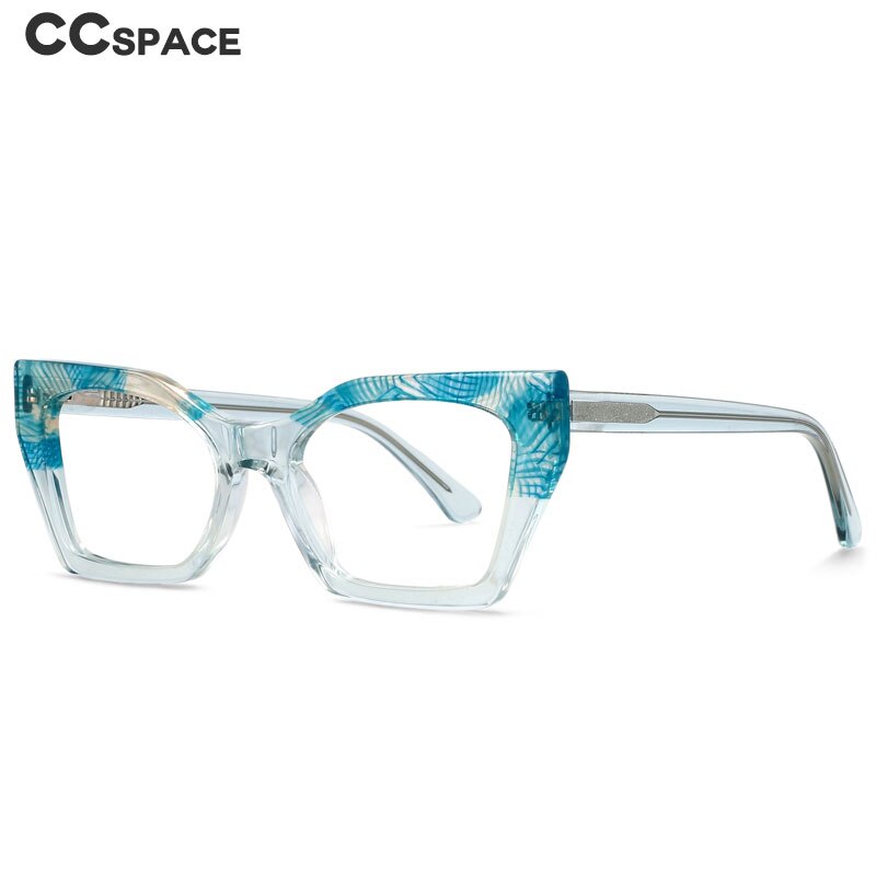 CCspace Unisex Full Rim Big Square Cat Eye Acetate Eyeglasses 55366 Full Rim CCspace