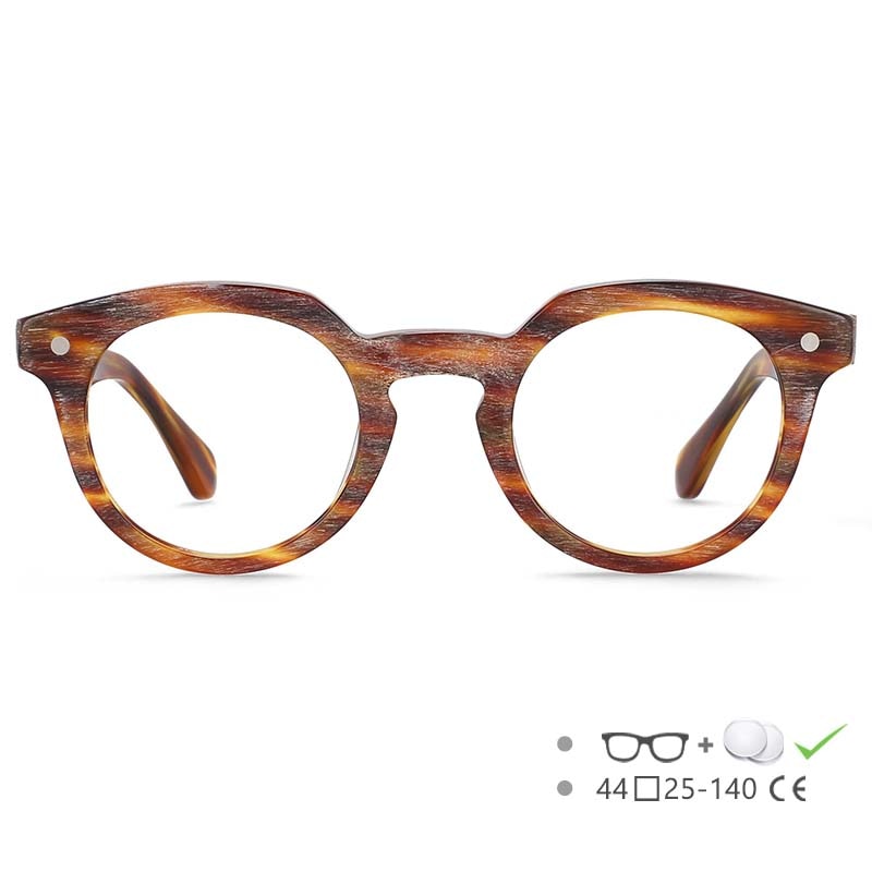 CCspace Unisex Full Rim Round Acetate Eyeglasses 55216 Full Rim CCspace C2 China