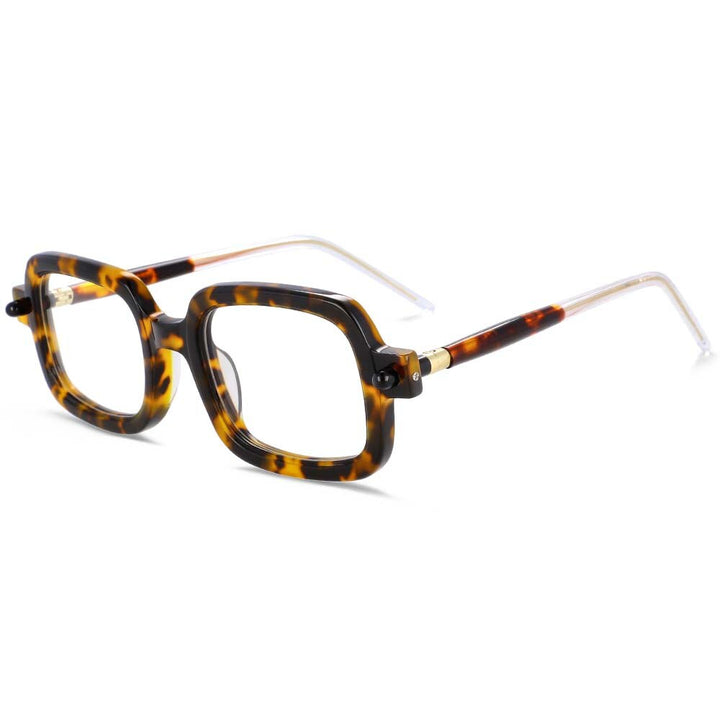 CCspace Unisex Full Rim Square Acetate Frame Eyeglasses 54163 Full Rim CCspace Leopard