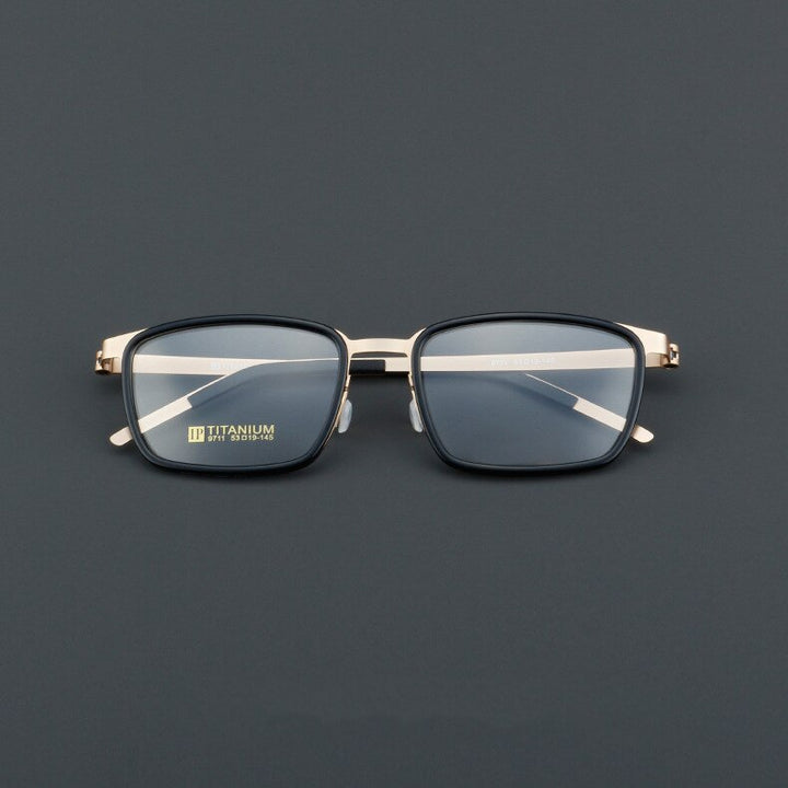 CCspace Unisex Full Rim Square Acetate Titanium Eyeglasses 55023 Full Rim CCspace BlackGold China